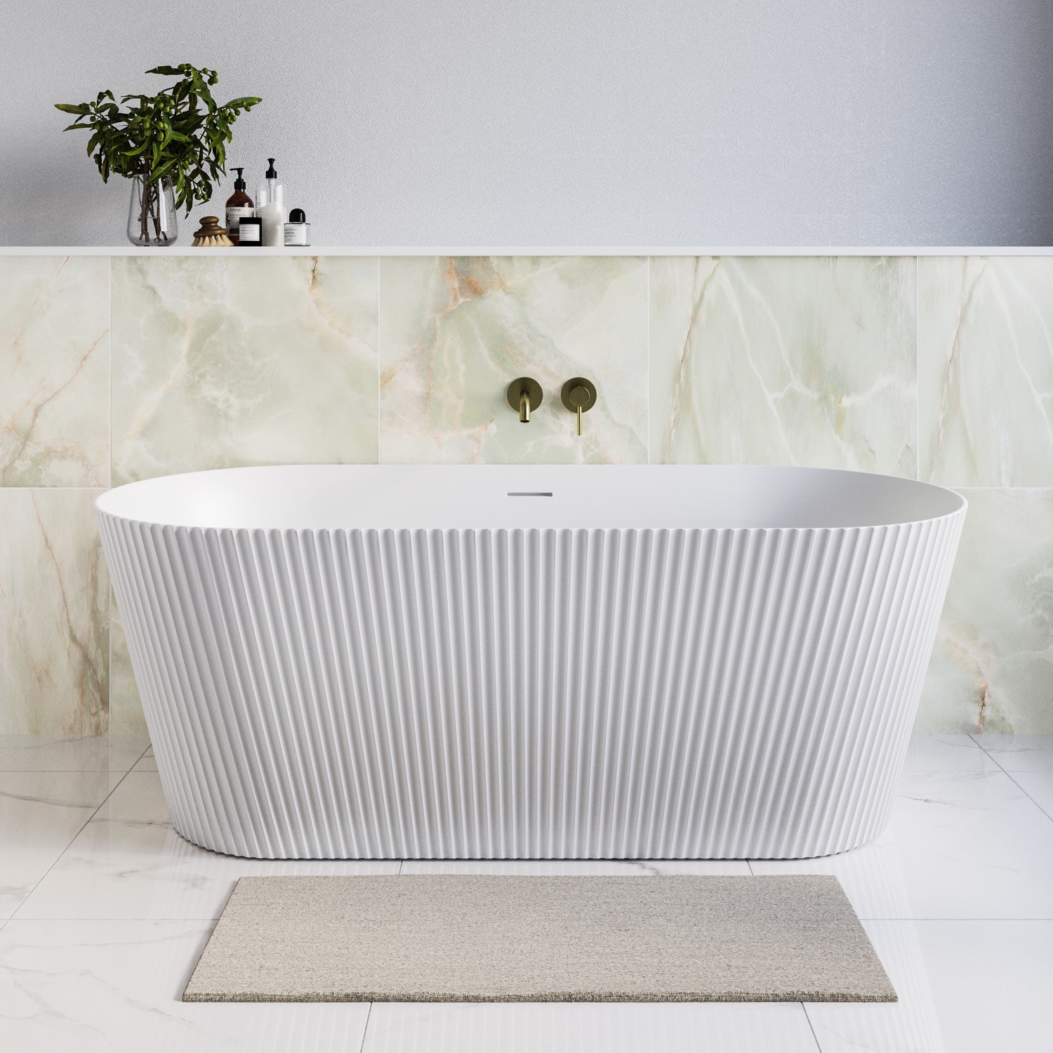 Capri Matt  Freestanding Fluted Double Ended Bath 1650 X 740Mm DM650-1650T