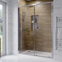 1400mm Chrome Sliding Shower Door 6mm Glass - Carina 1400mm Chrome Sliding Shower Door 6mm Glass - Carina