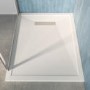 1000x900mm Rectangular Low-Profile Shower Tray 25mm with Linear Waste - White Stone Resin - Cascade