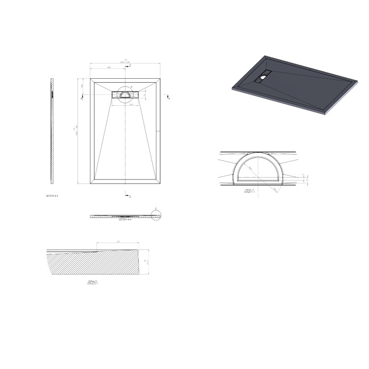 1200x900mm Rectangular Shower Tray – Slimline 25mm – Stone Resin – White – Cascade
