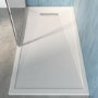 1500x800mm Rectangular Low-Profile Shower Tray 25mm with Linear Waste - White Stone Resin - Cascade