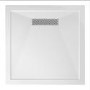 900x900mm Square Low-Profile Shower Tray 25mm with Linear Waste - White Stone Resin - Cascade