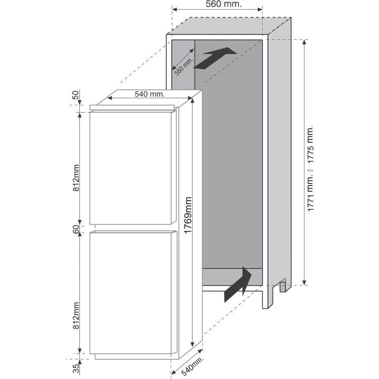 Candy 228 Litre 50/50 Integrated Fridge Freezer