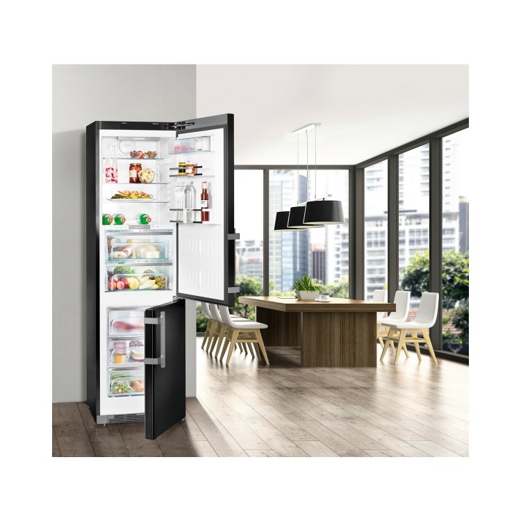 Liebherr CBNPbs4858 Premium 201x60cm Ultra Efficient NoFrost Freestanding Fridge Freezer With BioFresh - BlackSteel