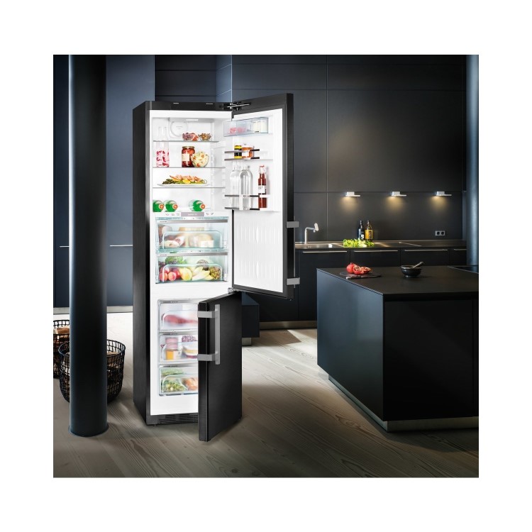 Liebherr CBNPbs4858 Premium 201x60cm Ultra Efficient NoFrost Freestanding Fridge Freezer With BioFresh - BlackSteel