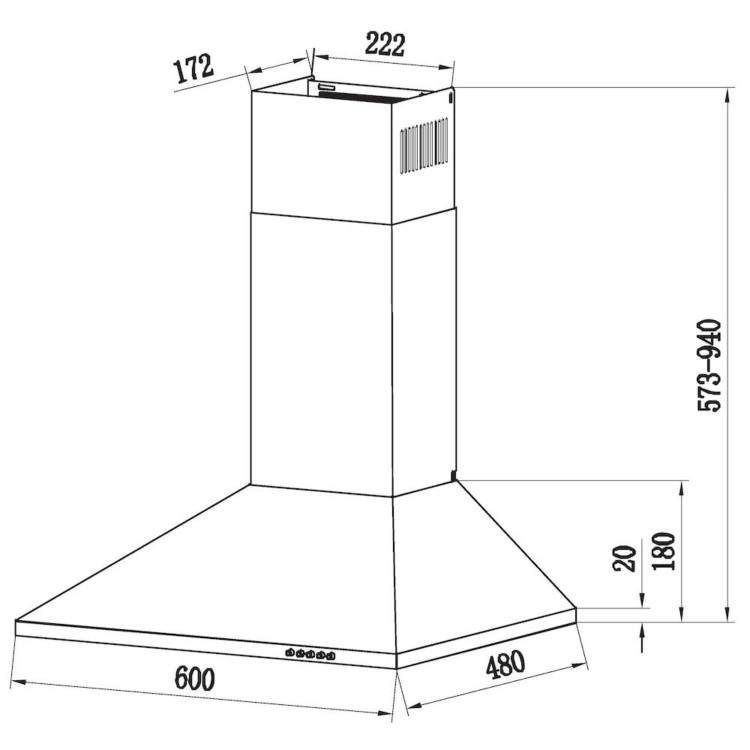 Candy 60cm Chimney Cooker Hood - Stainless Steel