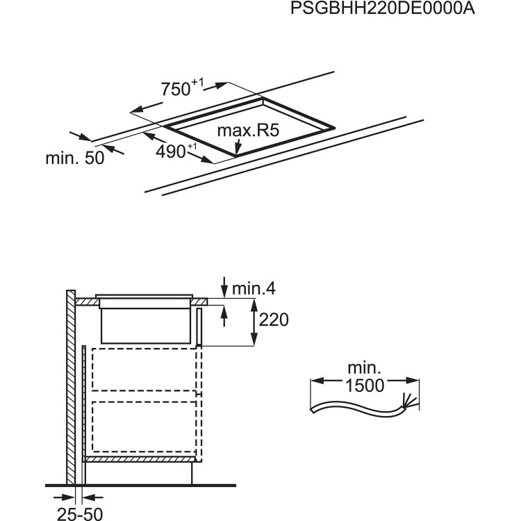 Refurbished AEG 6000 Series CCE84543FB 78cm 4 Zone Venting Induction Hob Recirculation Only