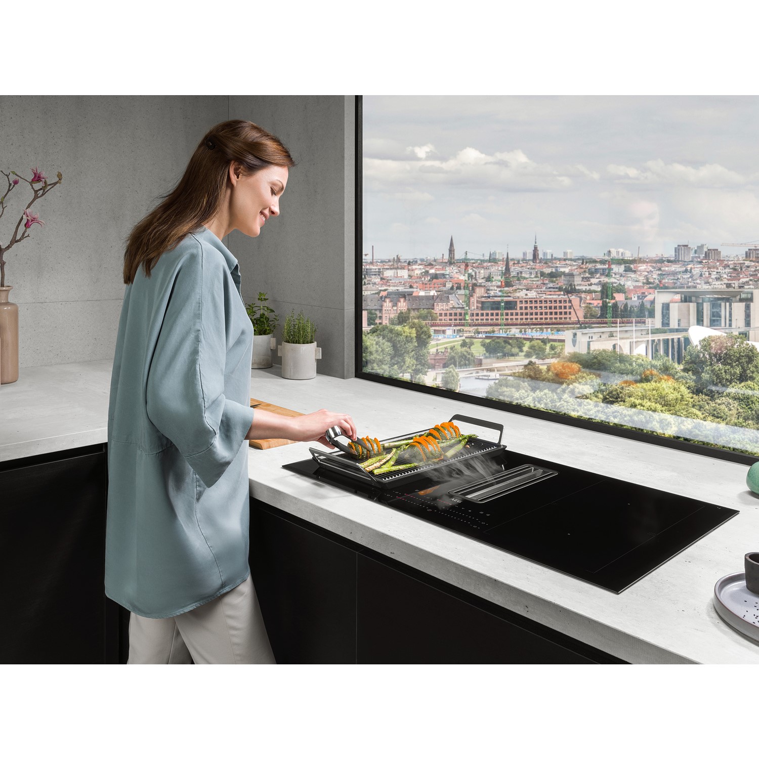 AEG 8000 Series 83cm 4 Zone Venting Induction Hob With Double Bridge