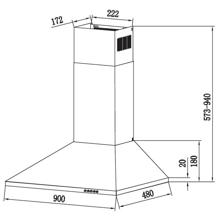 Candy 90cm Chimney Cooker Hood - Stainless Steel