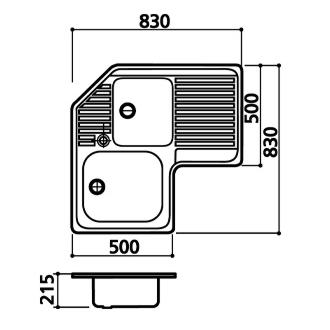 GRADE A1 - CDA CCP3SS One and three-quarter bowl corner sink