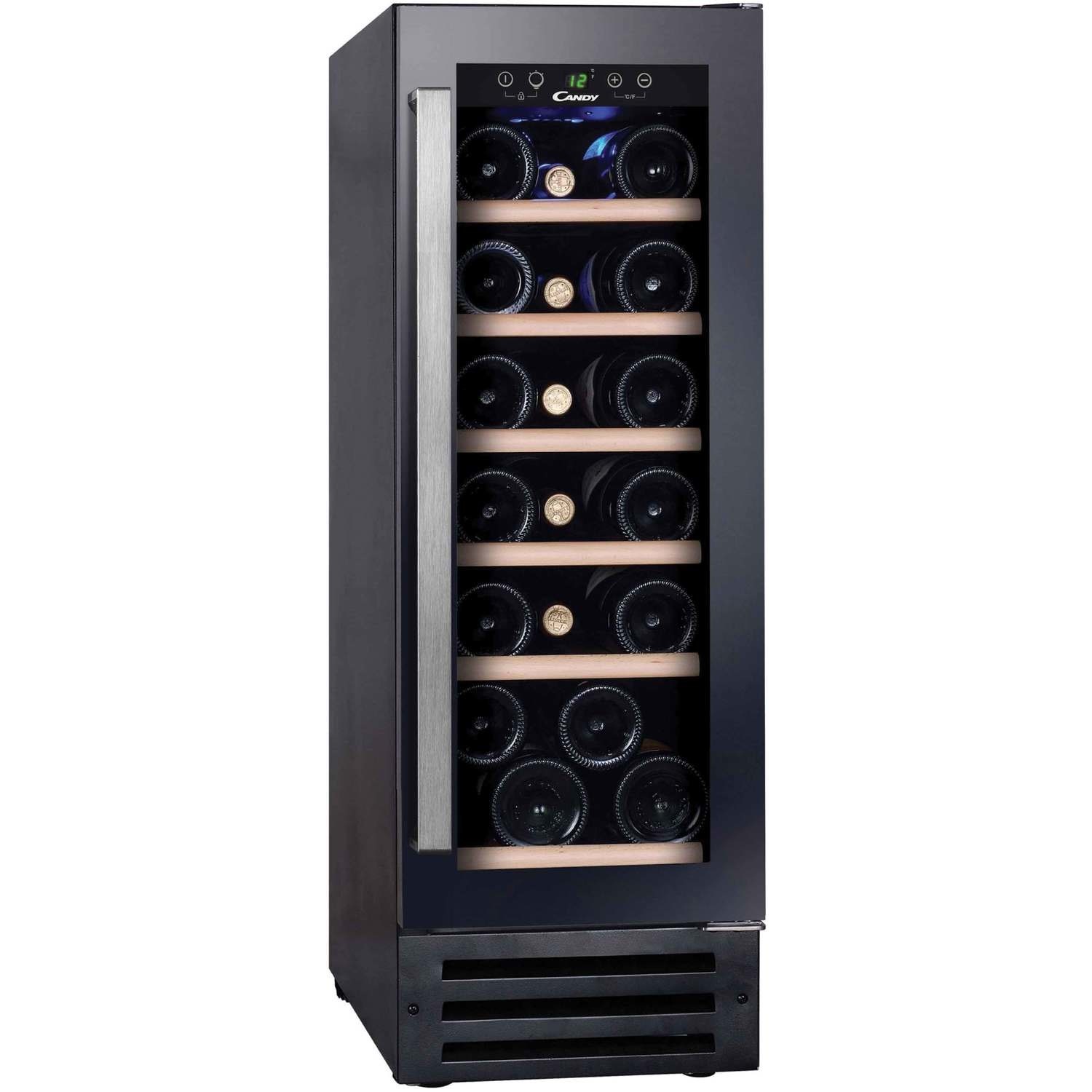 Candy 19 Bottle Capacity Single Slimline Wine Cooler - Black