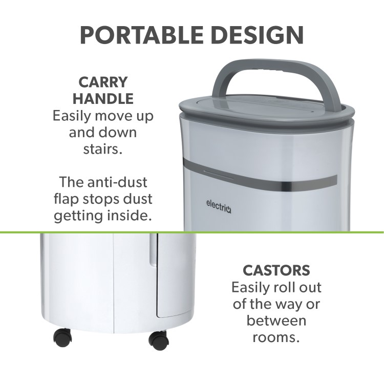 Refurbished electriQ 25 Litre Smart App Alexa Low Energy Dehumidifier with HEPA and UV Air Purifier