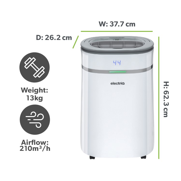 Refurbished electriQ 25 Litre Smart App Alexa Low Energy Dehumidifier with HEPA and UV Air Purifier