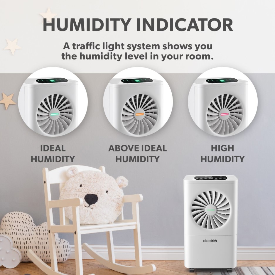 electriQ 10 Litre Dehumidifier with Humidistat Laundry Mode and Odour