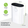 GRADE A2 - electriQ 12L Low-Energy Laundry Dehumidifier and Anti-Bacterial UV/HEPA Air Purifier 