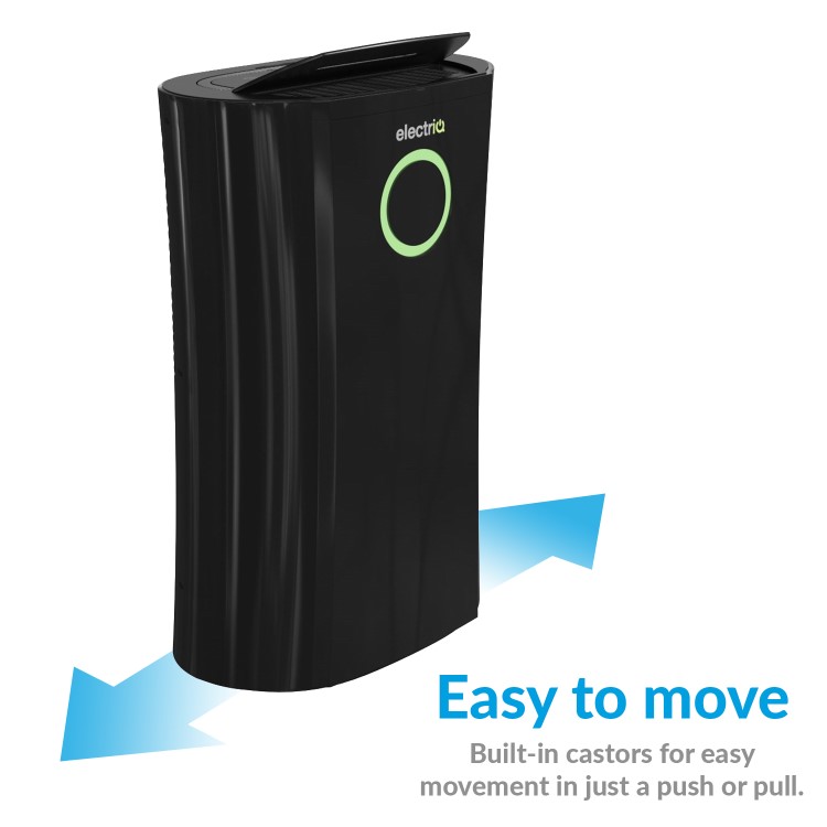 GRADE A2 - ElectriQ 12 litre Low Energy Premium  Black Dehumidifier for up to 3 bed house with Digital Humidistat and UV  Air Purifier