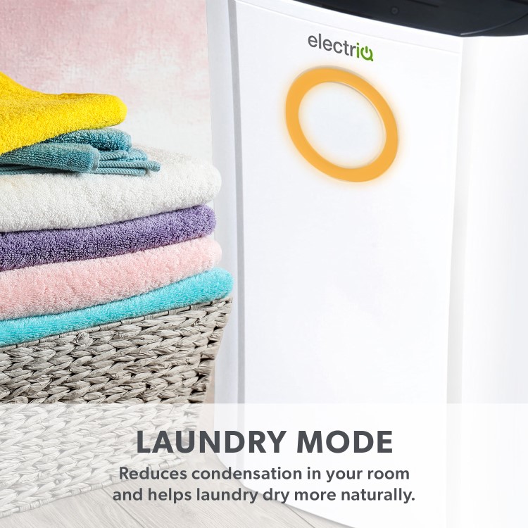 GRADE A2 - electriQ 12 Litre Low Energy UV Antibacterial Dehumidifier with HEPA Air Purifier - White