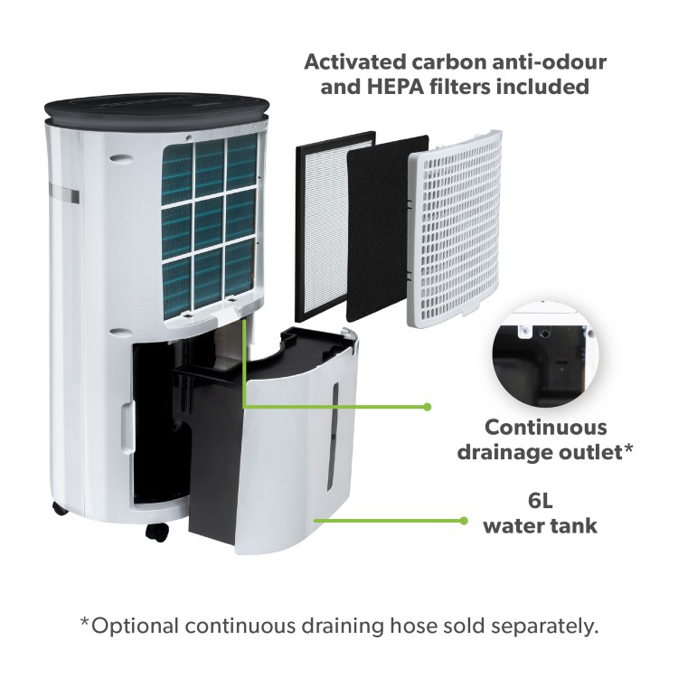 electriQ Premium 12L Low-Energy Quiet Laundry Dehumidifier