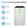 GRADE A2 - electriQ 12 Litre Low Energy UV Antibacterial Dehumidifier with HEPA Air Purifier - White