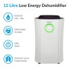GRADE A2 - electriQ 12 litre Low Energy Dehumidifier for up to 3 bed house with Digital Humidistat and UV Plasma Air Purifier