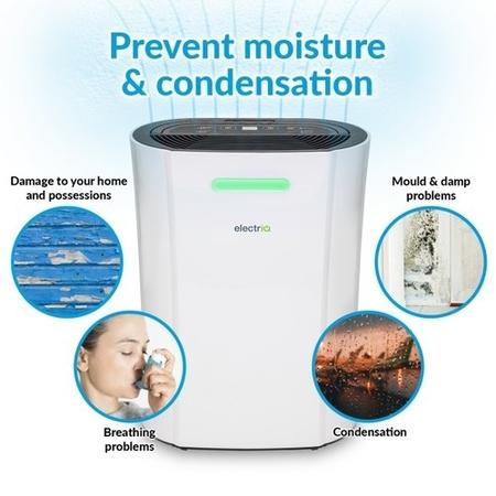 GRADE A1 - electriQ 12 litre Dehumidifier for 3 bed house with Digital Humidistat and Air Purifier