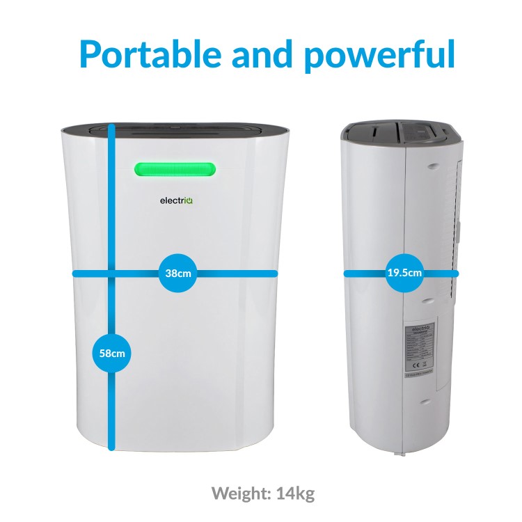 GRADE A2 - electriQ CD12LE PRO 12L Low Energy Smart App WIFI Dehumidifier for up to 3 bed house with Plasma Air Purifier 