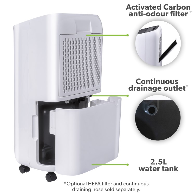 Refurbished electriQ 12L Smart Quiet Low-Energy Dehumidifier and  Air Purifier