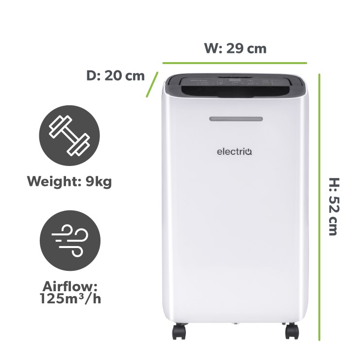 Refurbished electriQ 12L Smart Quiet Low-Energy Dehumidifier and  Air Purifier