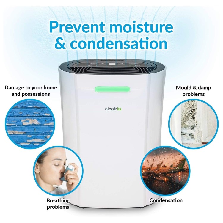electriQ 12 Litre Dehumidifier with Digital Humidistat and Air Purifier