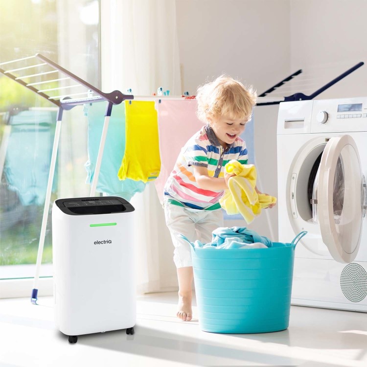 GRADE A5 - electriQ 12 Litre Dehumidifier with Digital Humidistat and Air Purifier