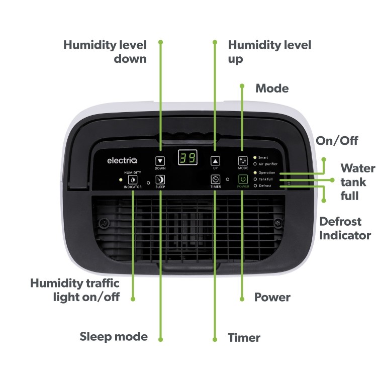 Refurbished electriQ 12 Litre Dehumidifier with Air Purifier