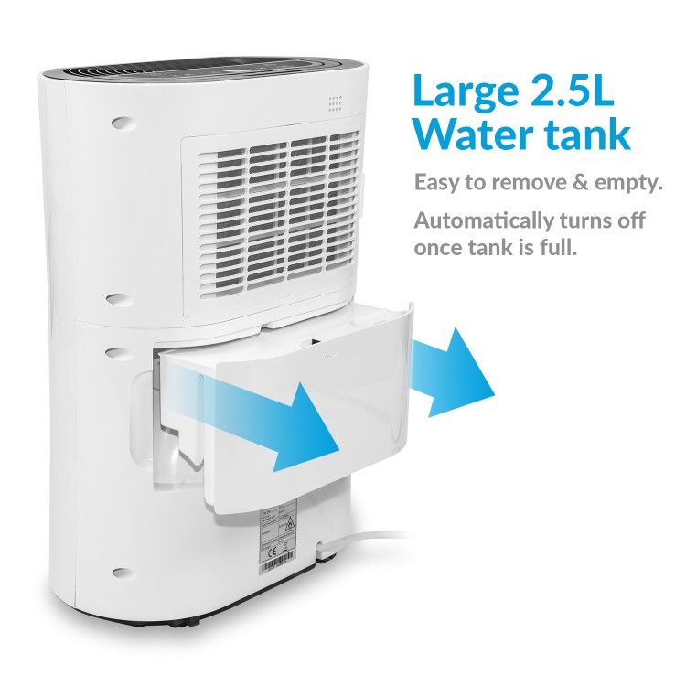 GRADE A2 - electriQ 12 Litre Dehumidifier for 3 bed house with Digital Humidistat and Air Purifier