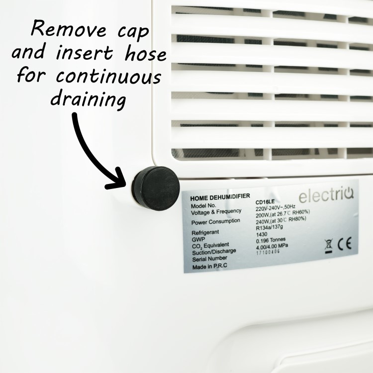 GRADE A1 - electriQ 16 litre Quiet Low Energy Dehumidifier for up to 4 bed houses