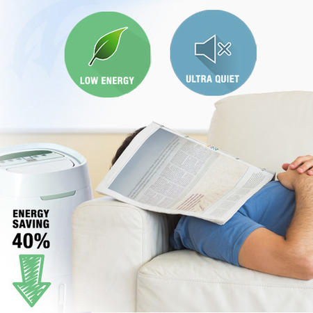 GRADE A2 - ElectriQ 16 litre Quiet Low Energy Dehumidifier for homes with up to 4 beds