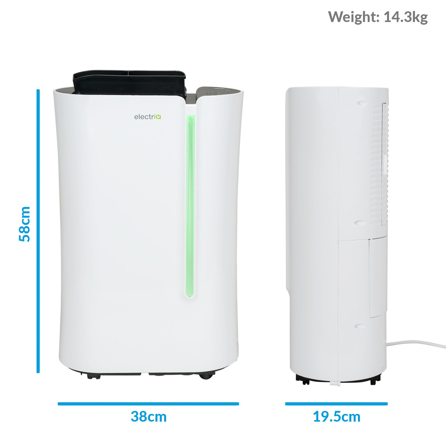 electriQ 20 Litre Dehumidifier with Humidistat and Odour Filter