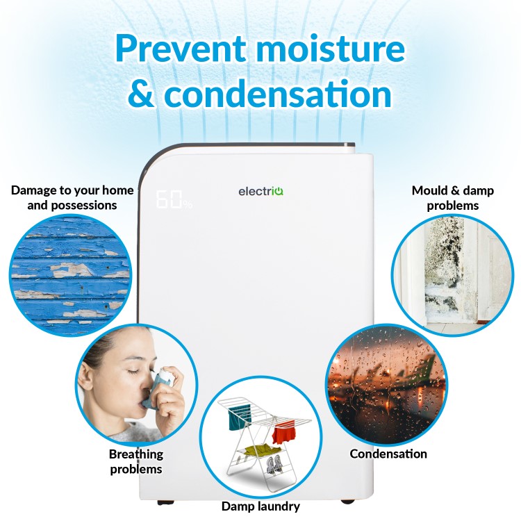 GRADE A2 - electriQ 25 Litre Smart App Alexa Low Energy Dehumidifier with HEPA and UV Air Purifier