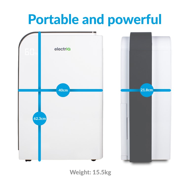 GRADE A2 - electriQ 25 Litre Smart App Alexa Low Energy Dehumidifier with HEPA and UV Air Purifier
