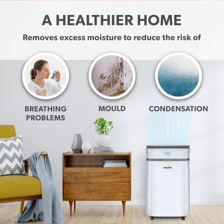 Refurbished electriQ 25 Litre Smart App Alexa Low Energy Dehumidifier with HEPA and UV Air Purifier