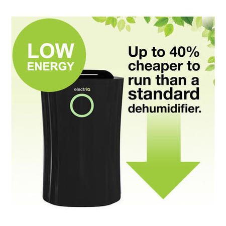 GRADE A2 - electriQ 20L Low Energy Premium Black Dehumidifier for 2 to 5 bed houses
