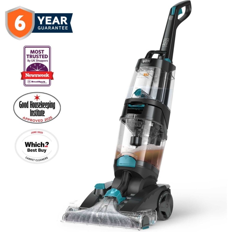 VAX CDCW-PMXP Platinum Power Max Pet Carpet Cleaner – Deep Cleaning for Homes with Pets Black & Teal