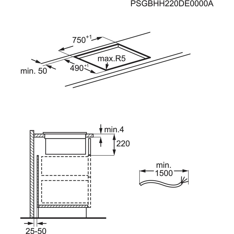 Refurbished AEG CDE84543FB 83cm 4 Zone Venting Induction Hob With Double Bridge Zones Duct Out Only Black