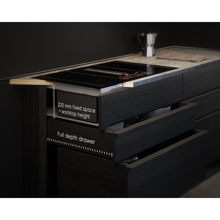 Refurbished AEG CDE84543FB 83cm 4 Zone Venting Induction Hob With Double Bridge Zones Duct Out Only Black