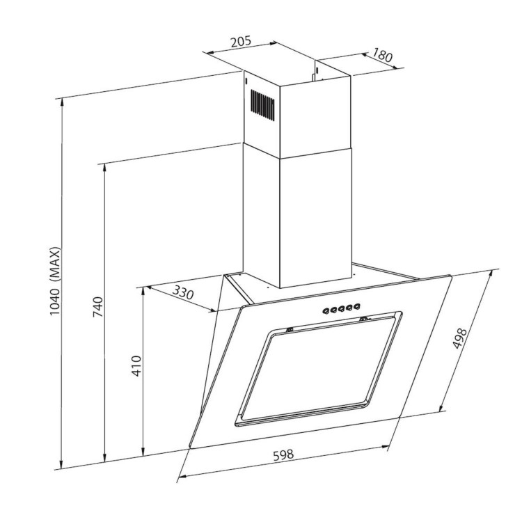Candy 60cm Angled Glass Cooker Hood - Black