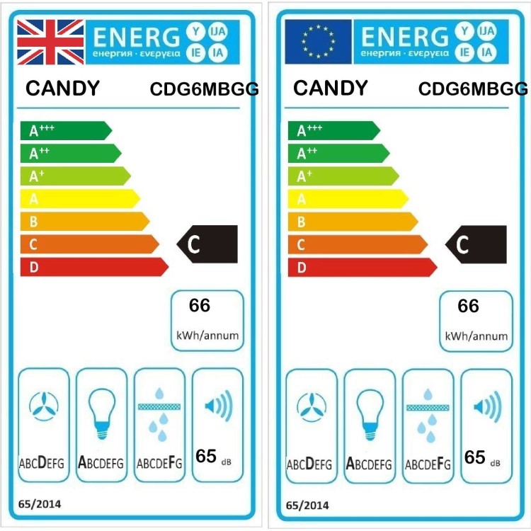 Candy 60cm Angled Glass Cooker Hood - Black