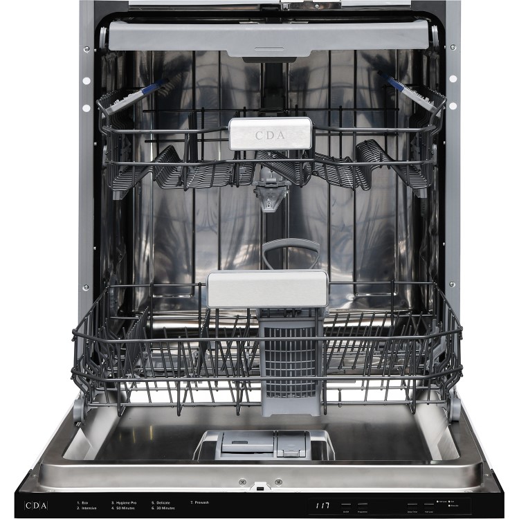 CDA Integrated Dishwasher - AquaZone technology, Black control panel