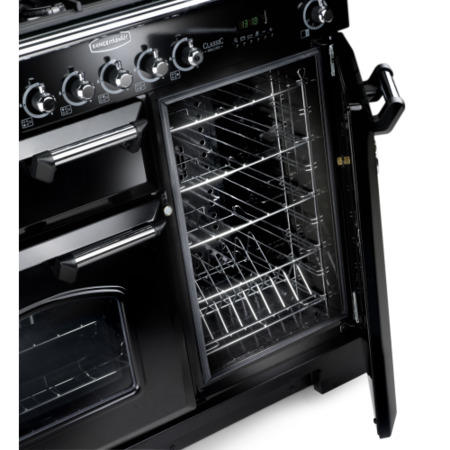 Rangemaster CDL100DFFBLC Classic Deluxe 100cm Dual Fuel Range Cooker - Black & Chrome