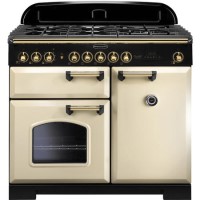 Rangemaster 115550 Classic Deluxe 100 cm Dual Fuel Range Cooker - Cream Brass