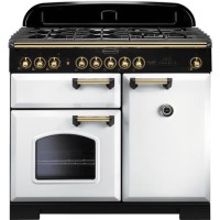 Rangemaster 113860 Classic Deluxe 100 cm Dual Fuel Range Cooker - White Brass