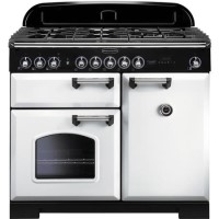 Rangemaster 113850 Classic Deluxe 100 cm Dual Fuel Range Cooker - White Chrome