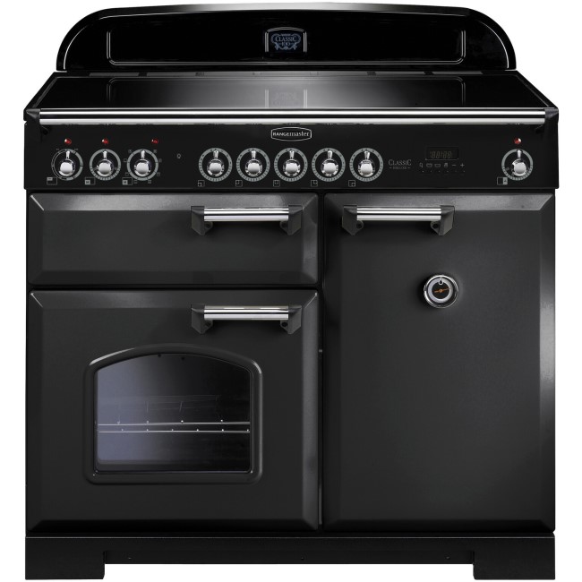 Rangemaster Classic Deluxe 100cm Induction Range Cooker - Black and Chrome